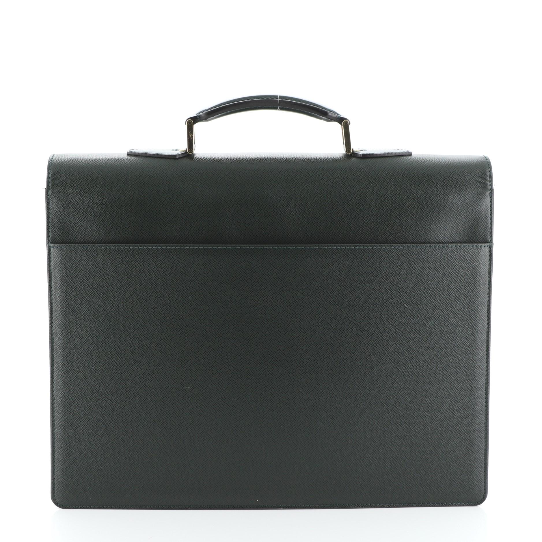 Black Louis Vuitton Serviette Moskova Briefcase Taiga Leather