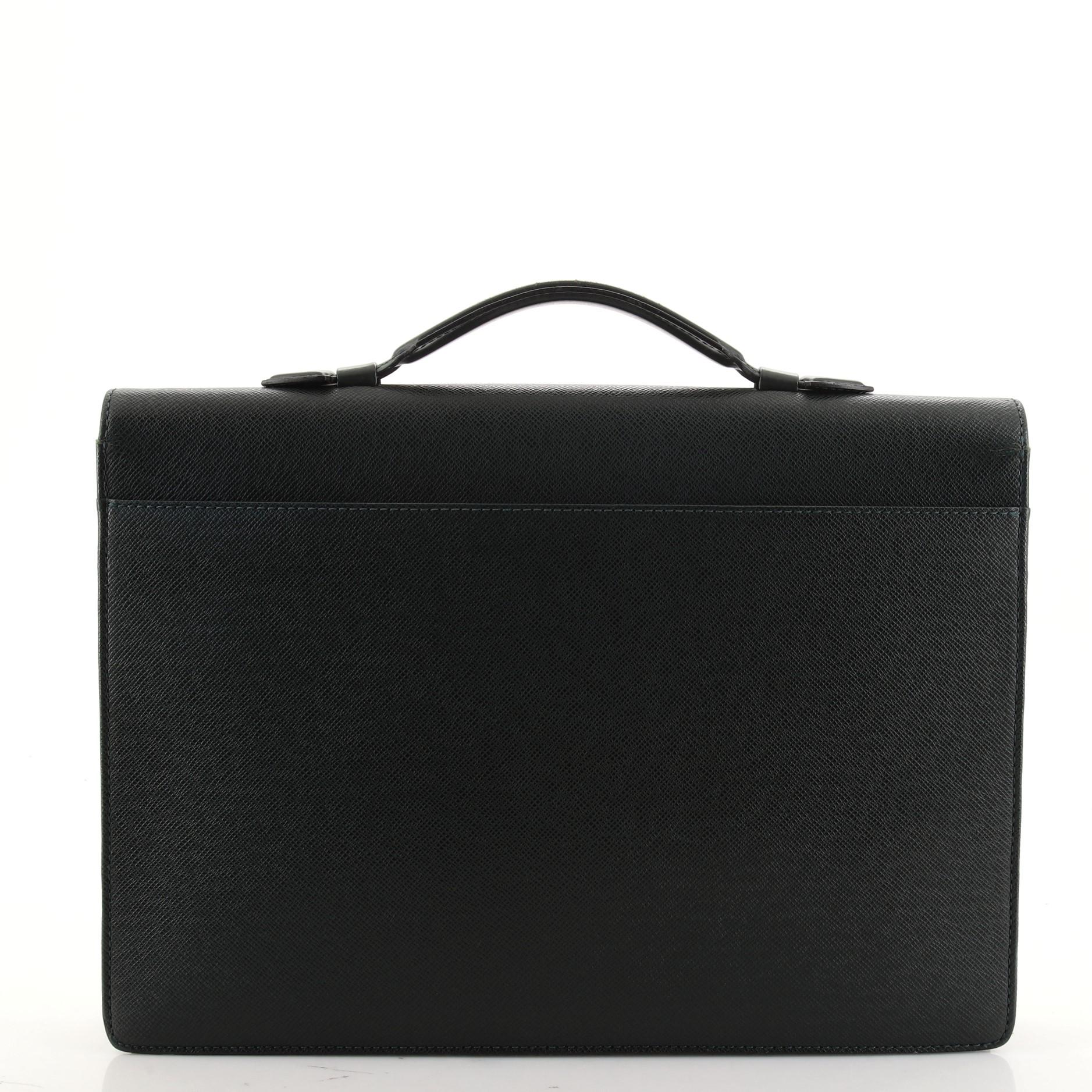 Black Louis Vuitton Serviette Moskova Briefcase Taiga Leather