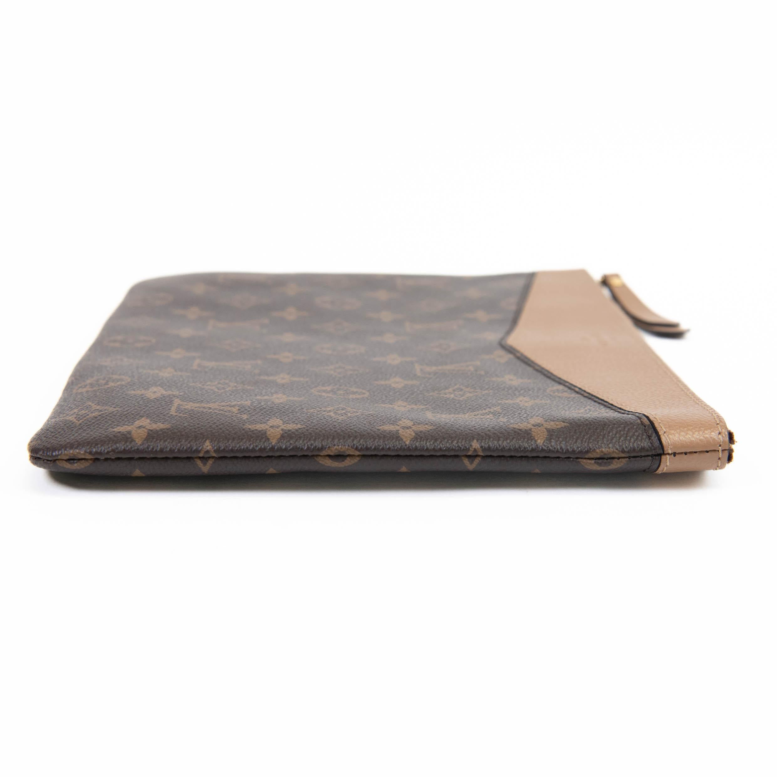 Black Louis Vuitton Sesame Brown Monogram Canvas Daily Pouch