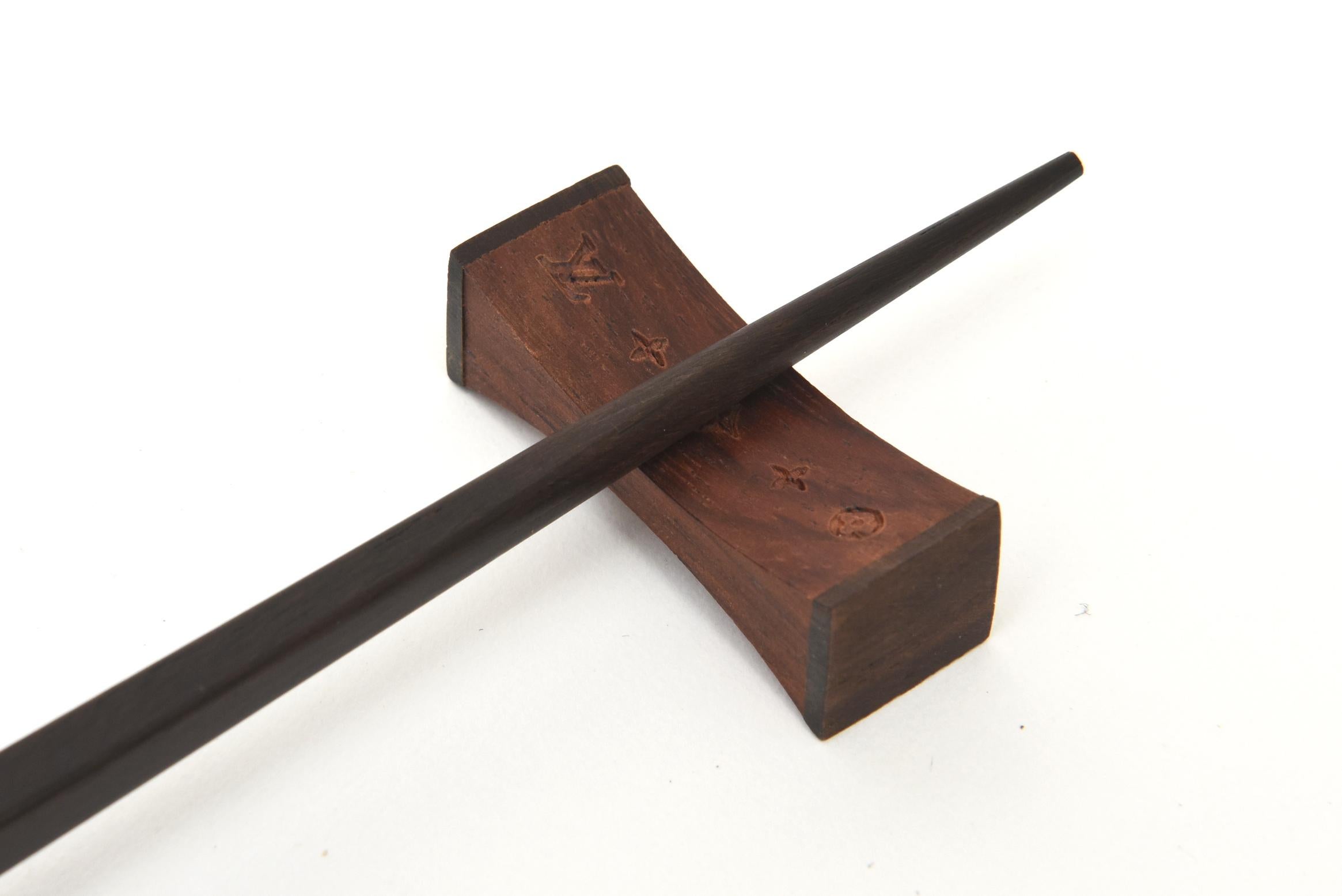 Louis Vuitton Set of Rosewood Monogrammed Chopsticks Set for Two Barware In Good Condition In North Miami, FL