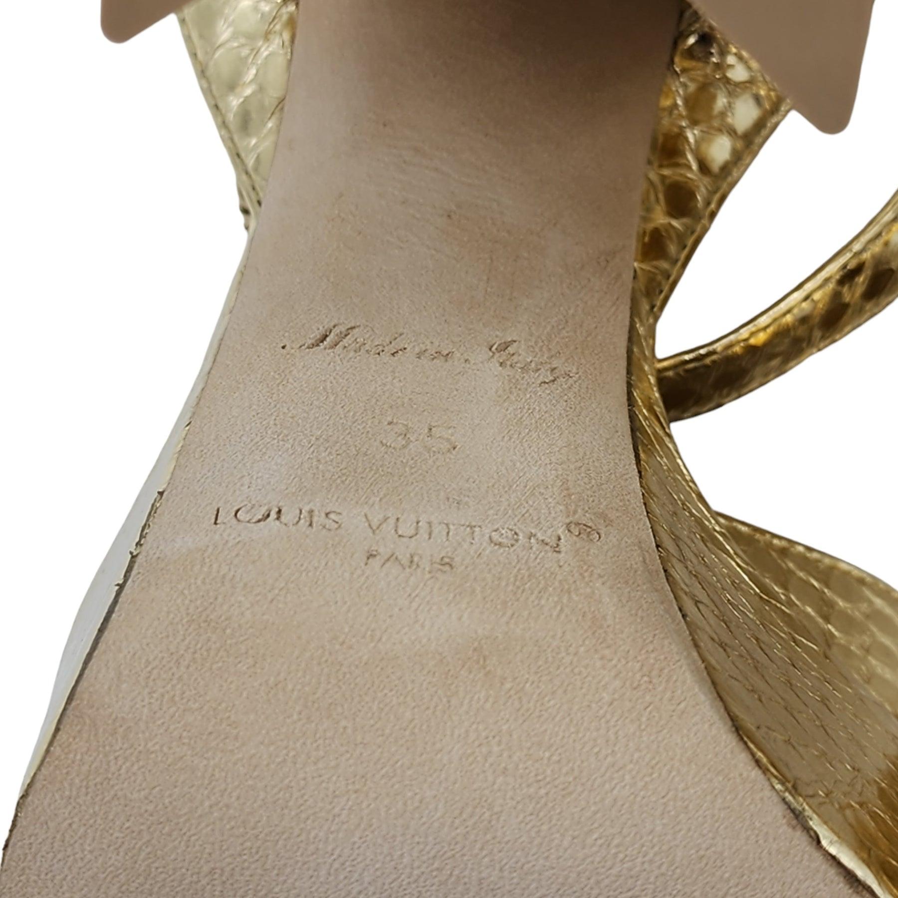 Louis Vuitton Shake Platform Sandals Python in Gold (35) 2