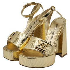 Louis Vuitton Shake Platform Sandals Python in Gold (35)