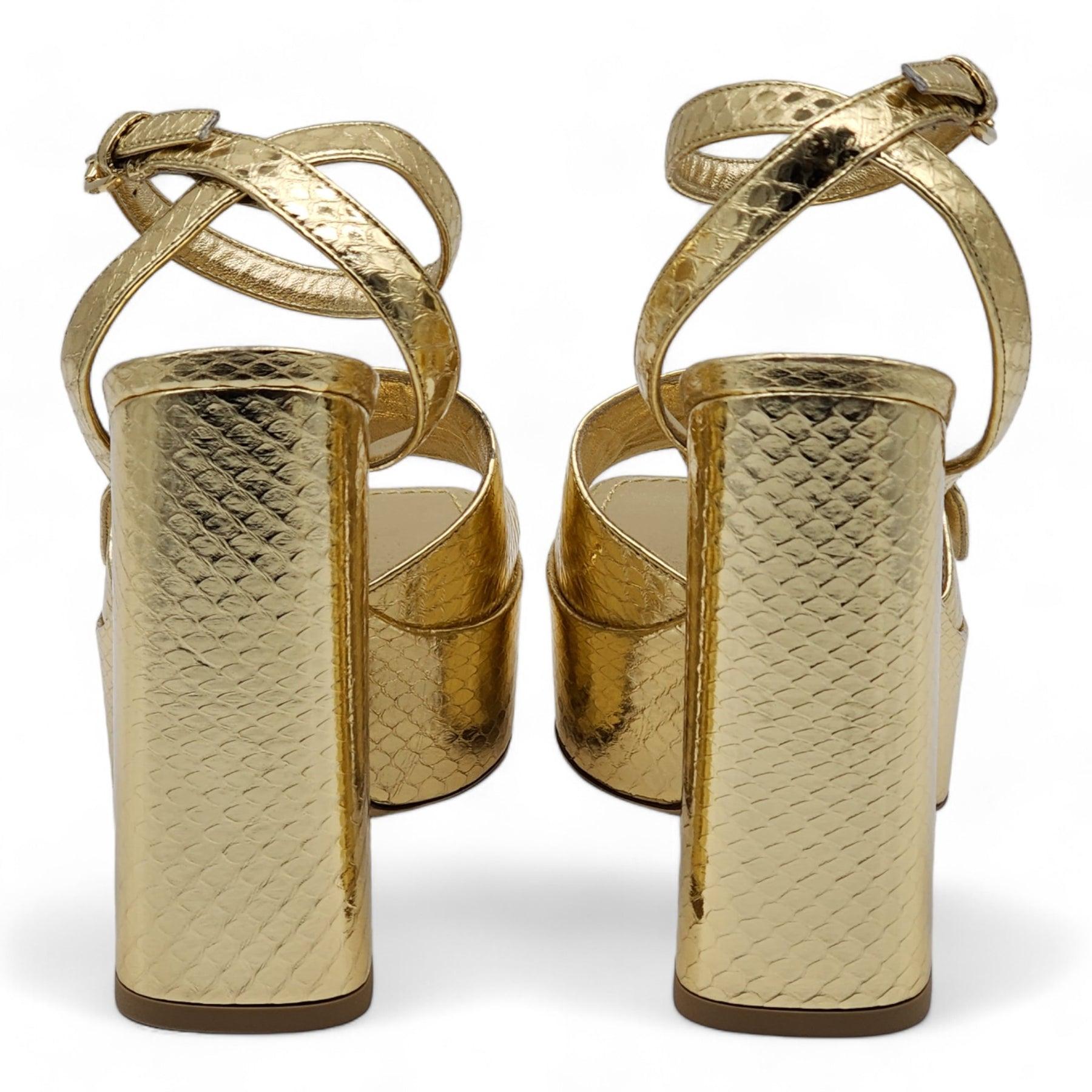 Brown Louis Vuitton Shake Platform Sandals Python in Gold