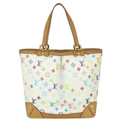 Used Louis Vuitton Sharleen MM Tote Bag in White Multicolore Monogram 2011