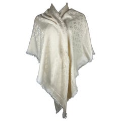 Louis Vuitton Shawl Scarf White with Monogram