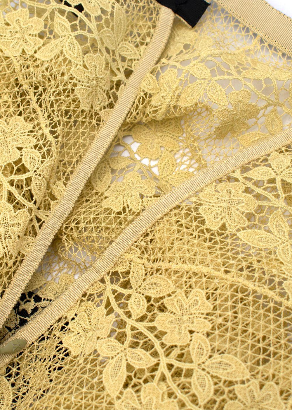 Beige Louis Vuitton Sheer Yellow Lace Bow-Trimmed Skirt - Size 6US