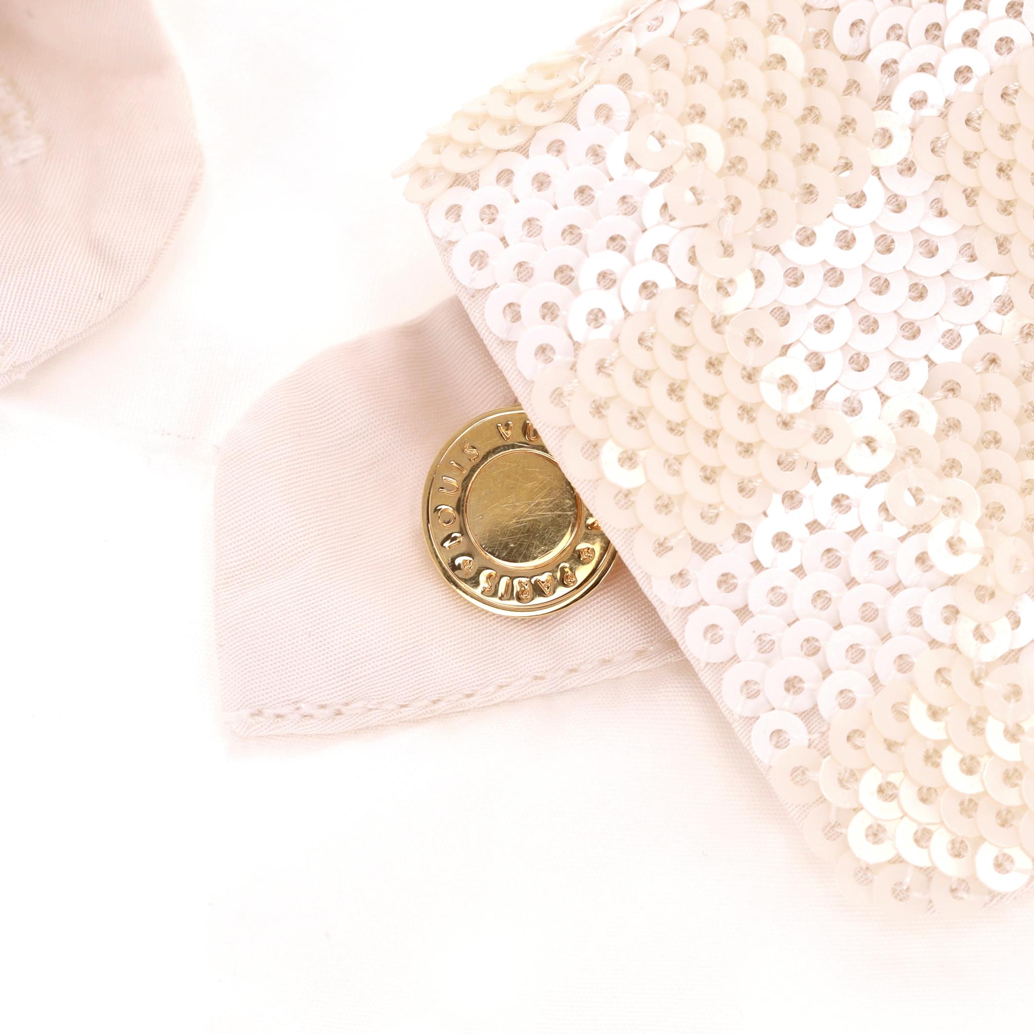 Donna Camicia Louis Vuitton con colletto di paillettes in Damier in vendita