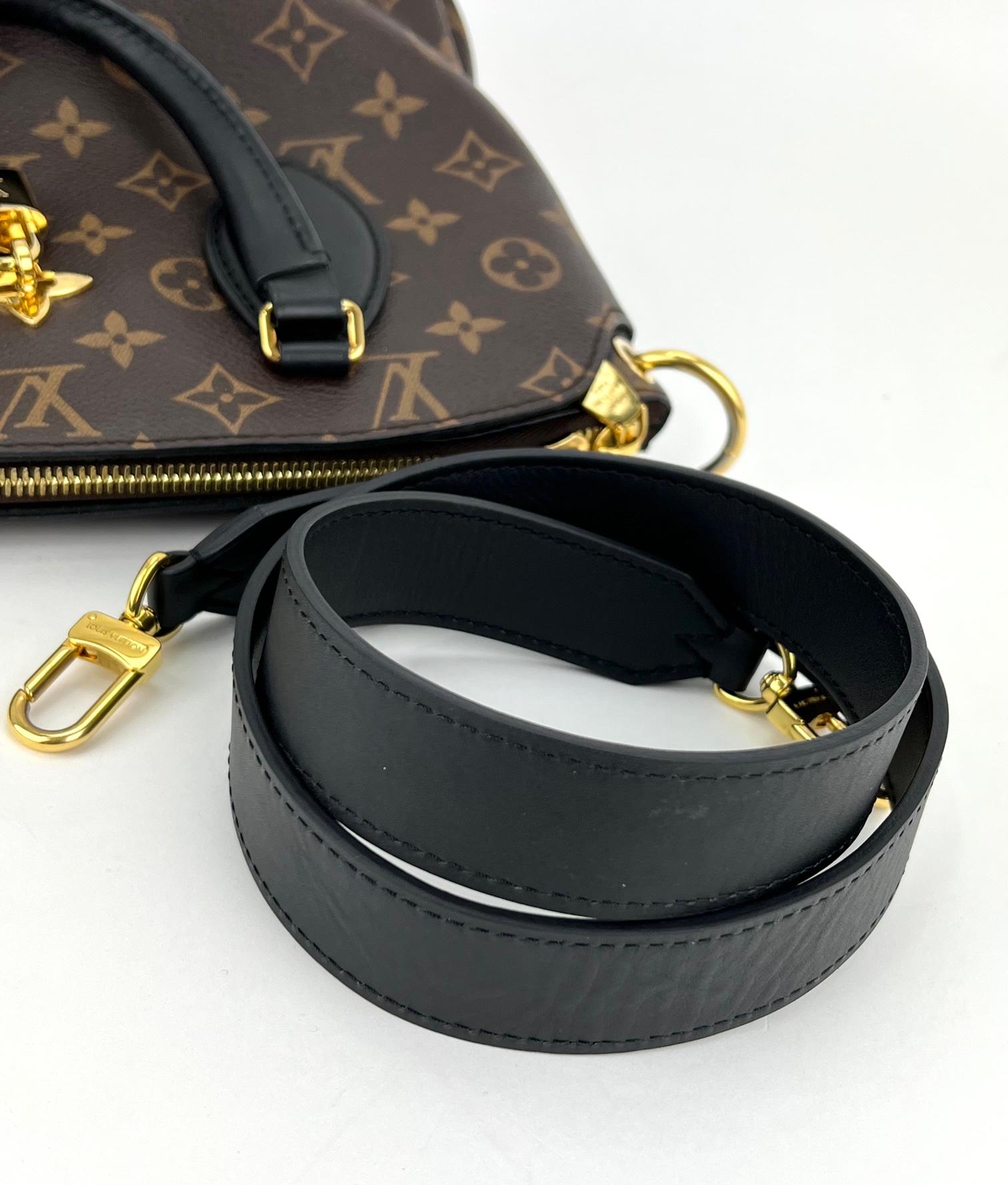 Louis Vuitton Shoulder Bag Flower Zippered PM Noir Black Leather Handbag  4