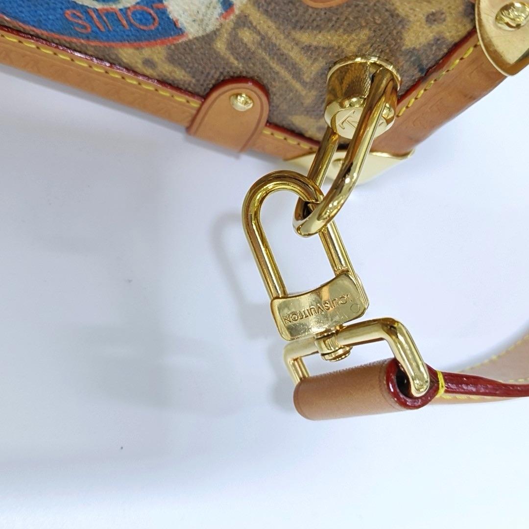 Louis Vuitton Baule laterale medio Monogram Hotel Label Marrone Multicolore in vendita 8