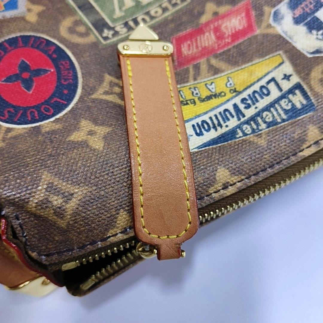 Louis Vuitton Baule laterale medio Monogram Hotel Label Marrone Multicolore in vendita 12