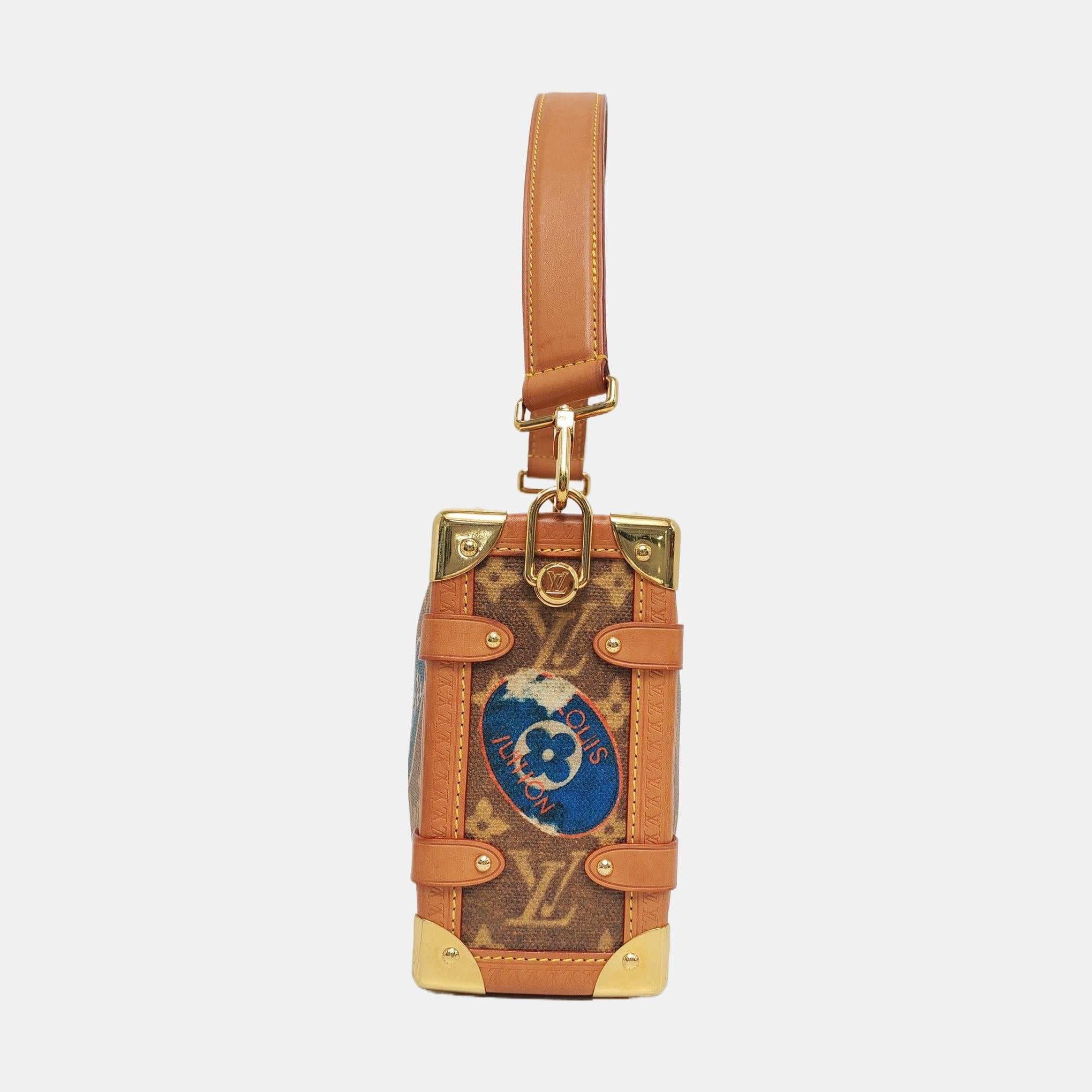 Louis Vuitton Baule laterale medio Monogram Hotel Label Marrone Multicolore In condizioni ottime in vendita a AUBERVILLIERS, FR