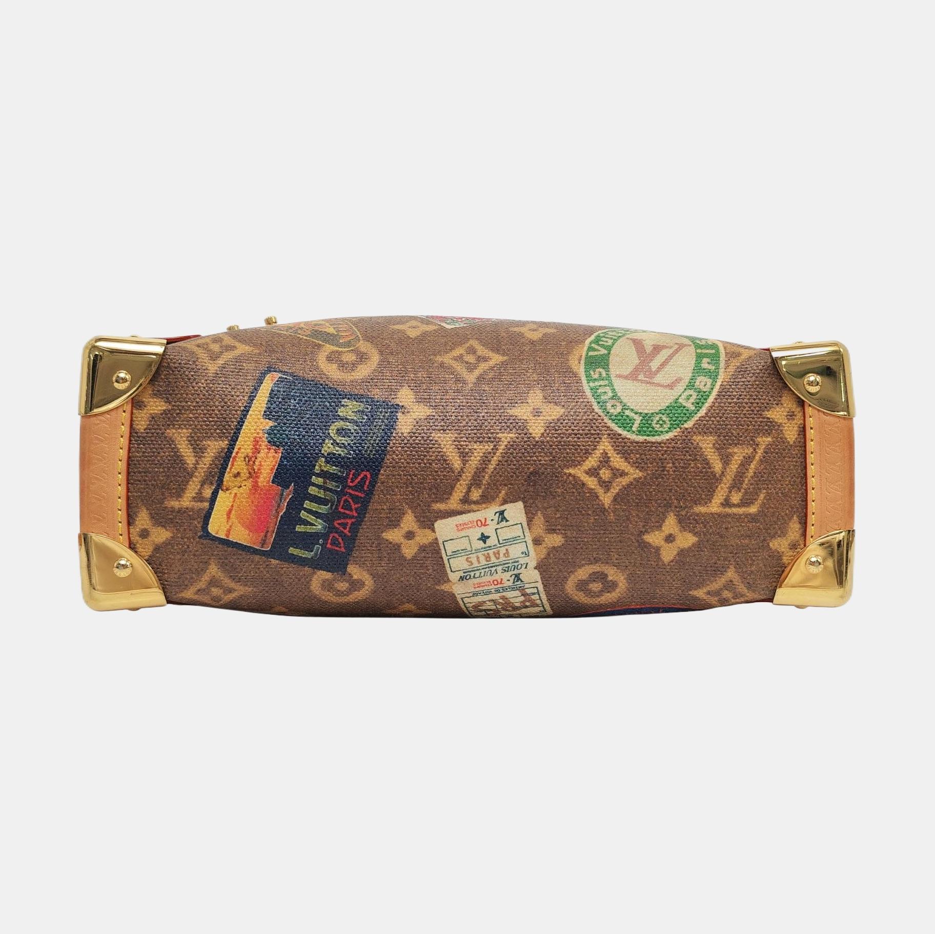 Louis Vuitton Baule laterale medio Monogram Hotel Label Marrone Multicolore in vendita 2