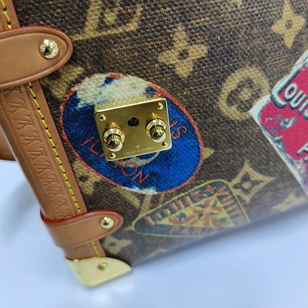 Louis Vuitton Baule laterale medio Monogram Hotel Label Marrone Multicolore in vendita 5