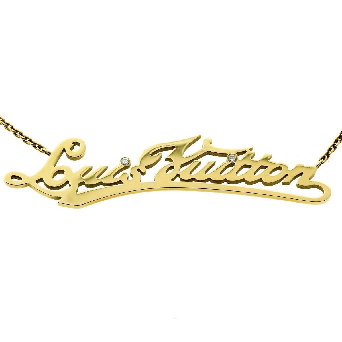 Goldhalskette von Louis Vuitton mit charakteristischem Diamanten (Rundschliff) im Angebot