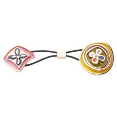 LOUIS VUITTON Signature LV floral abstract colorful enamel metal hair tie