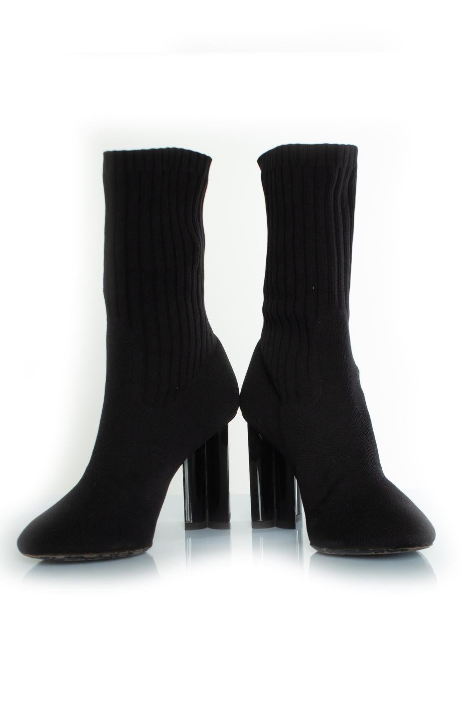 Black Louis Vuitton, Silhouette black fabric boots For Sale