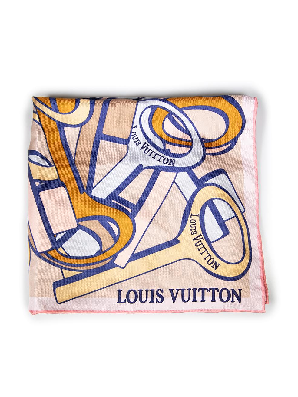 Beige Louis Vuitton Silk Carre Keys Scarf