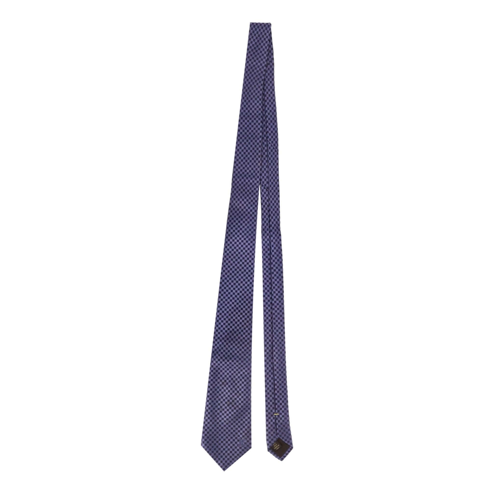 Purple Louis Vuitton Silk Checkered Tie For Sale