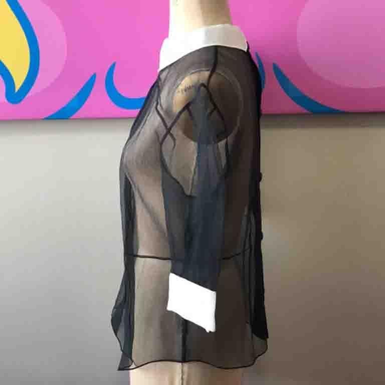 Louis Vuitton - Chemisier fétiche en crêpe de soie transparent en vente 1