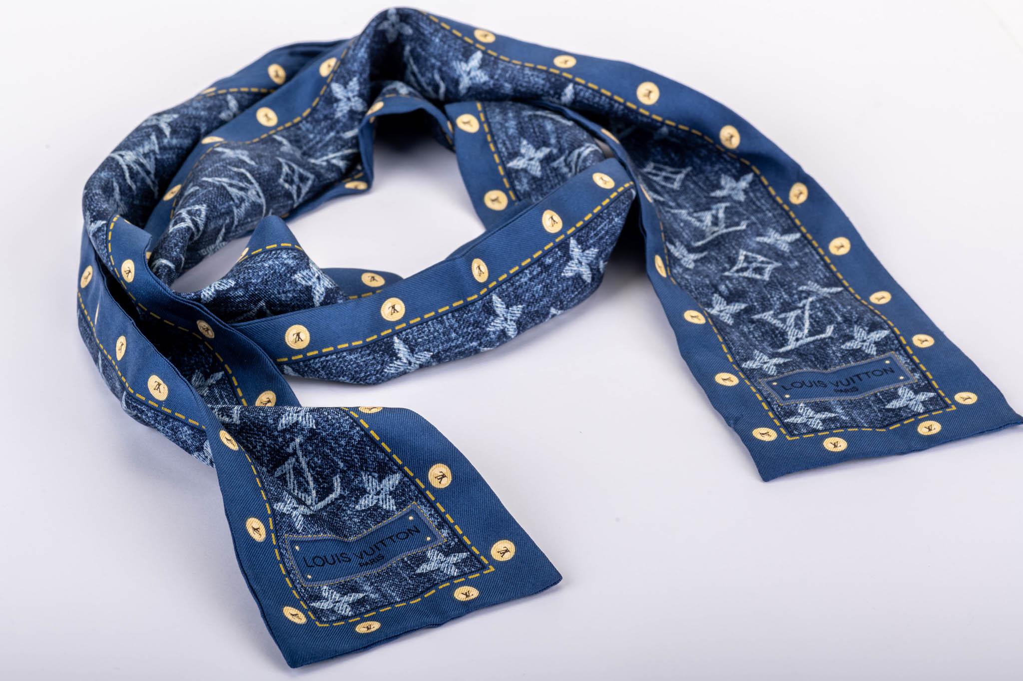 Louis Vuitton limited edition denim large twilly scarf. Excellent condition. Comes with original box.