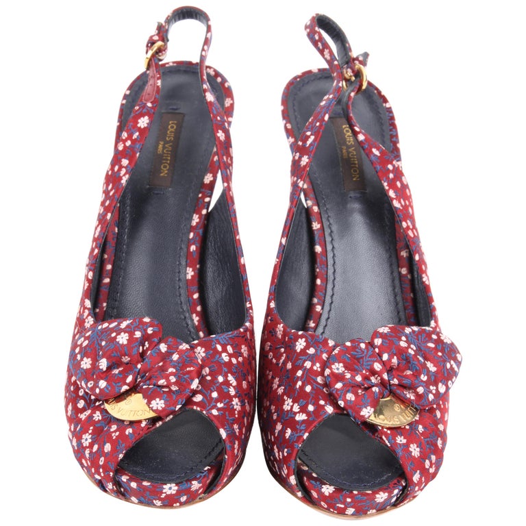 Louis Vuitton Silk Floral Catania Slingback Heels For Sale at 1stDibs