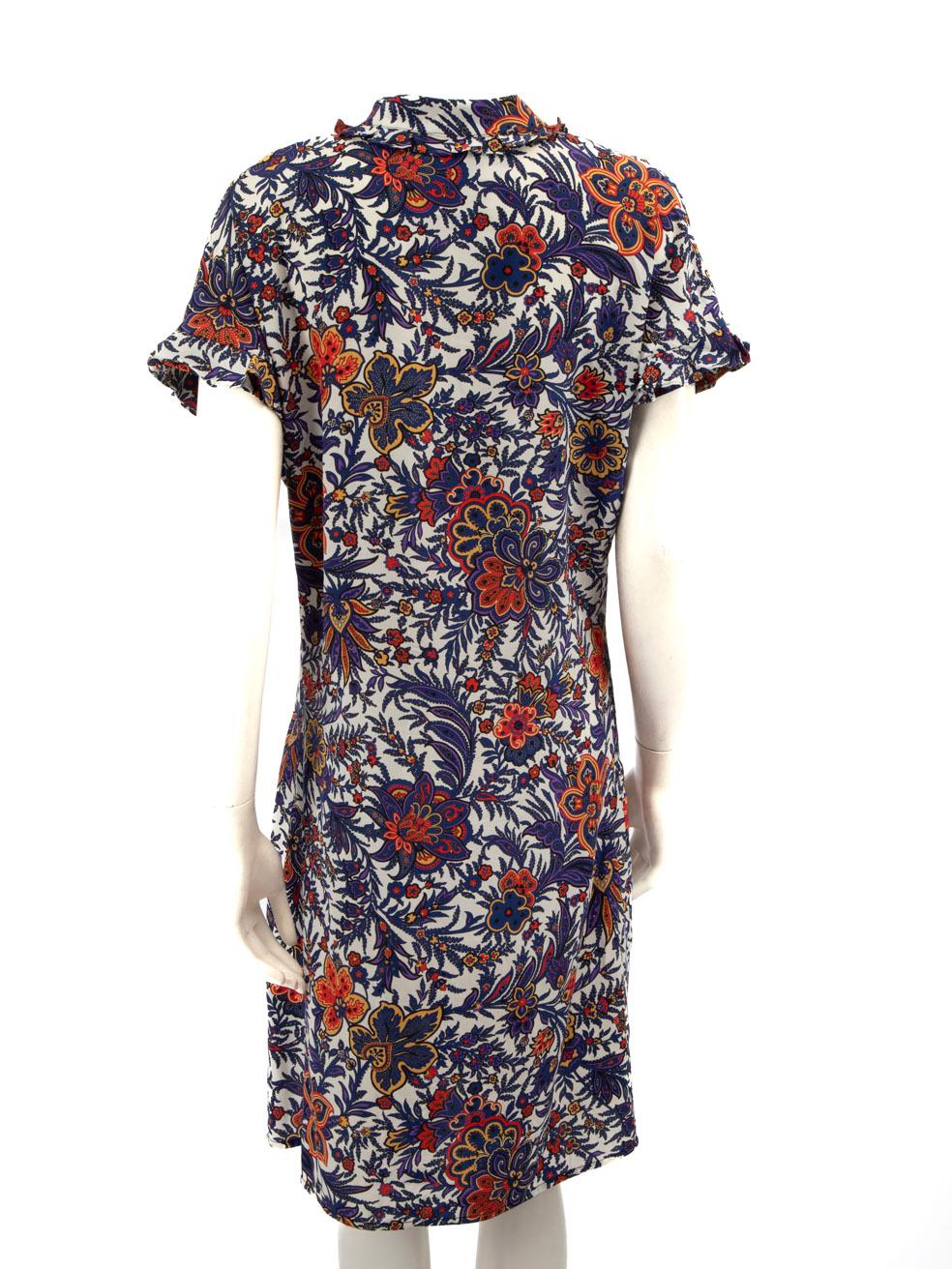 Gray Louis Vuitton Silk Floral Print Short Sleeve Dress Size XL