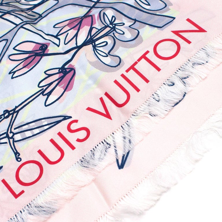 Brand New Louis Vuitton Rose Ballerine Monogram Giant Escale Silk Square Scarf