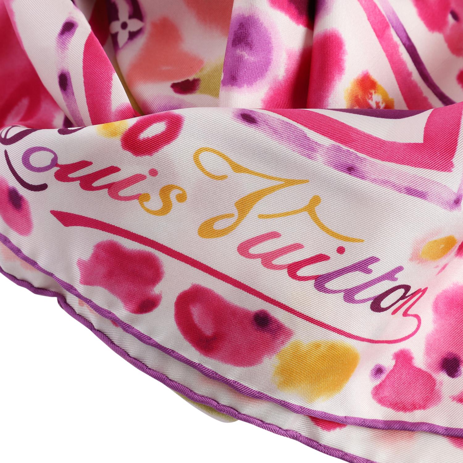 Donna Louis Vuitton Sciarpa in seta Monogram Acquerello Quadrato Multicolore in vendita
