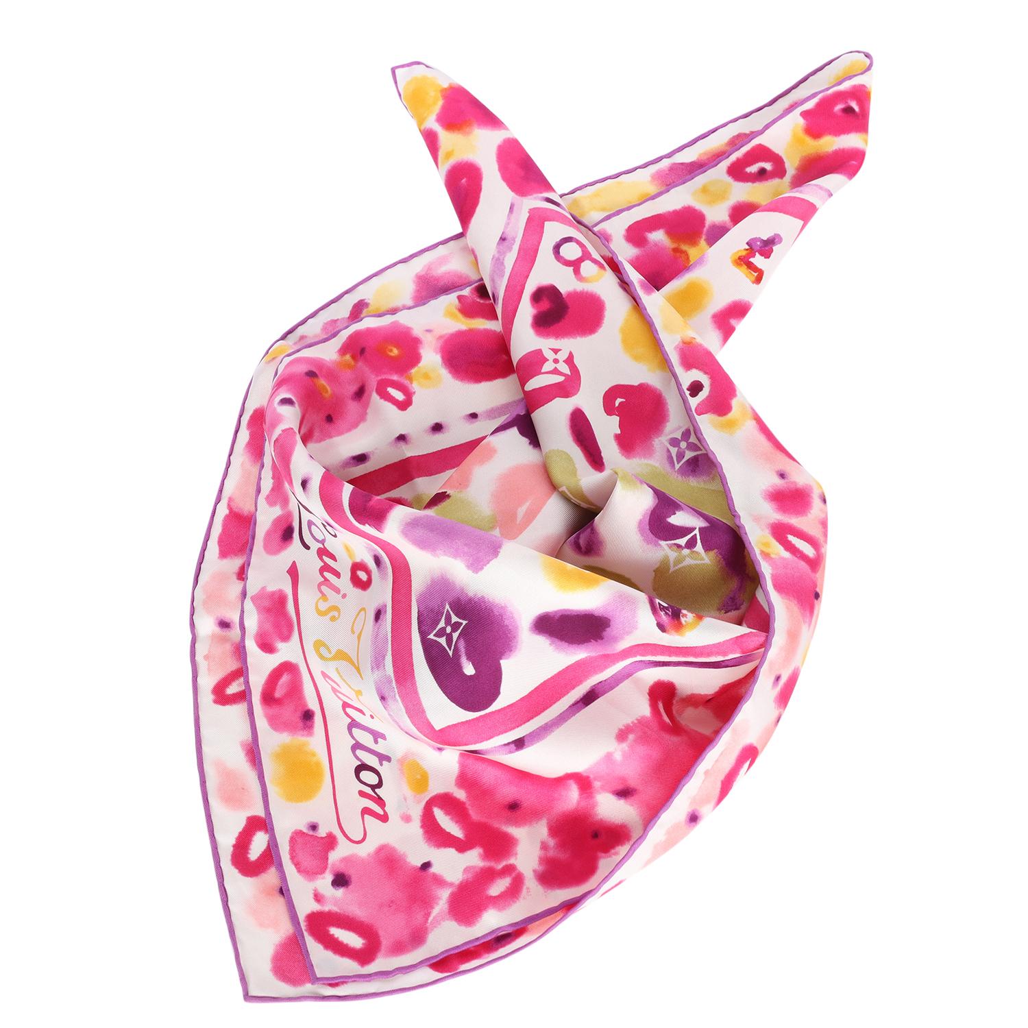 Louis Vuitton Sciarpa in seta Monogram Acquerello Quadrato Multicolore in vendita 1