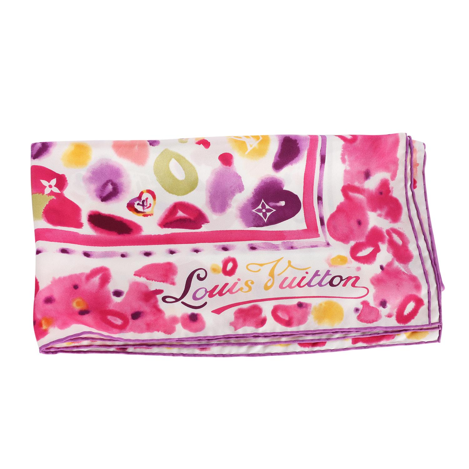 Louis Vuitton Sciarpa in seta Monogram Acquerello Quadrato Multicolore in vendita 2