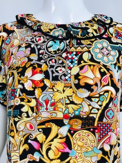 Louis Vuitton Silk Printed Front Knit Back Ruffle Sleeve Dress XL