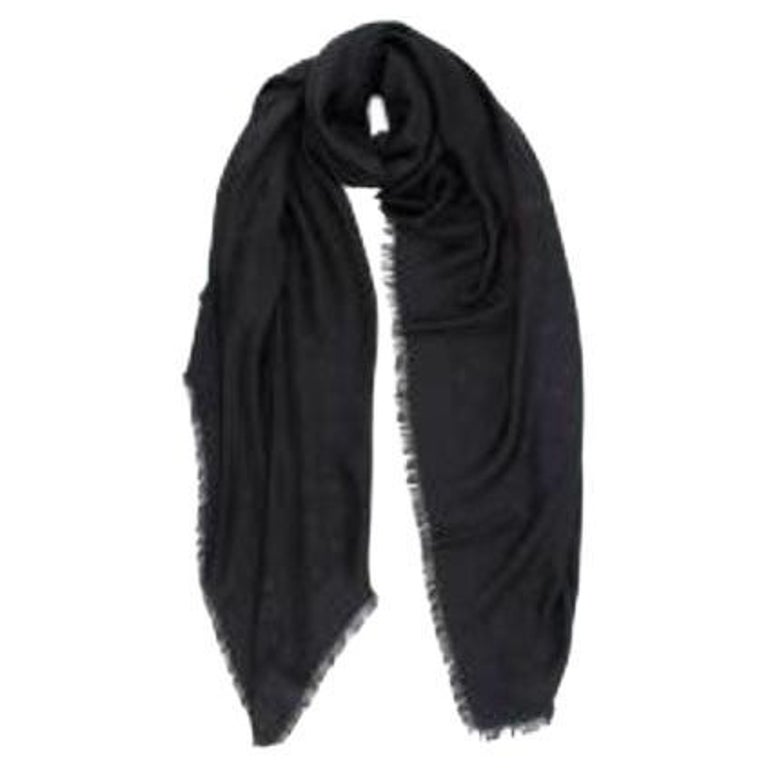 Louis Vuitton Silk and Wool Monogram Black Shine Shawl For Sale at 1stDibs