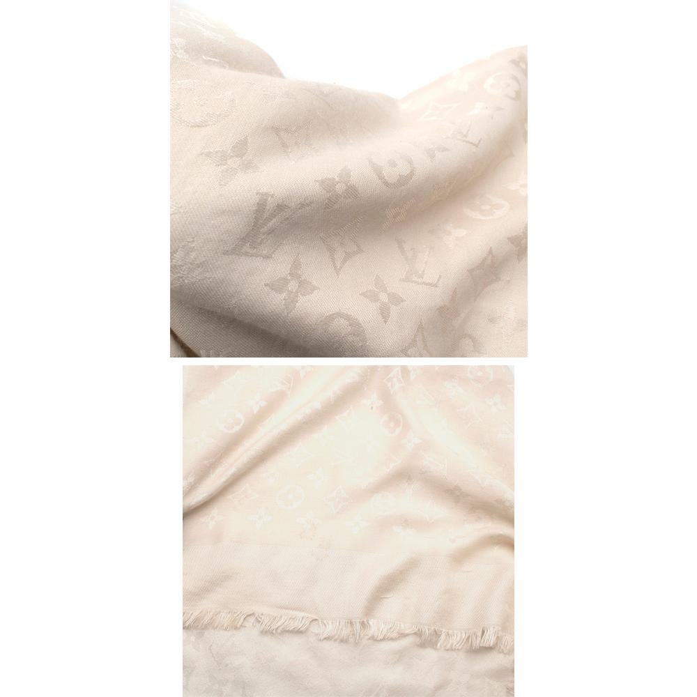 Sciarpa in seta e lana Monogram crema Louis Vuitton 5