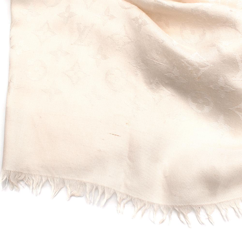 Beige Sciarpa in seta e lana Monogram crema Louis Vuitton