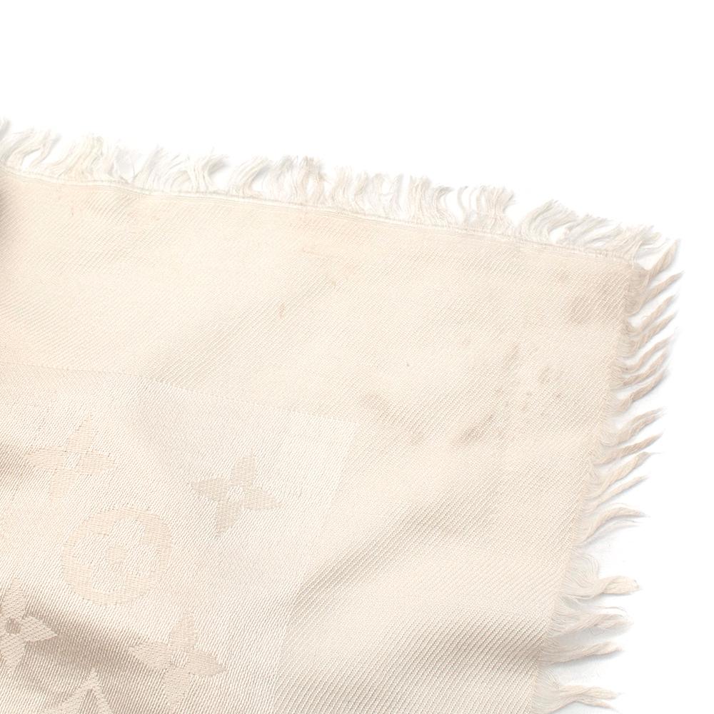 Sciarpa in seta e lana Monogram crema Louis Vuitton 1