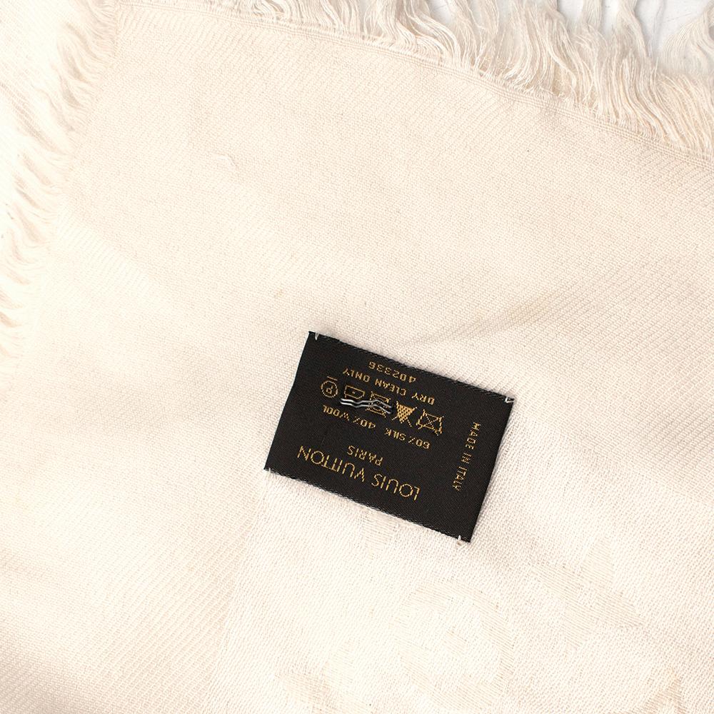 Sciarpa in seta e lana Monogram crema Louis Vuitton 2