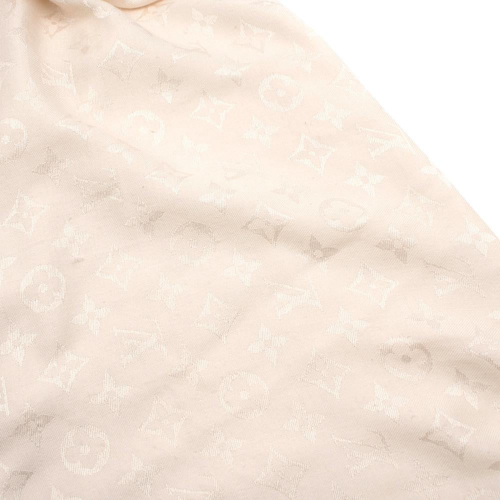 Sciarpa in seta e lana Monogram crema Louis Vuitton 3