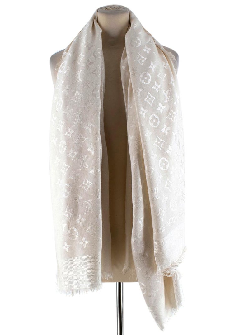 Louis Vuitton Silk and Wool Monogram Cream Scarf at 1stDibs  cream louis  vuitton scarf, louis vuitton white scarf, louis vuitton cream scarf