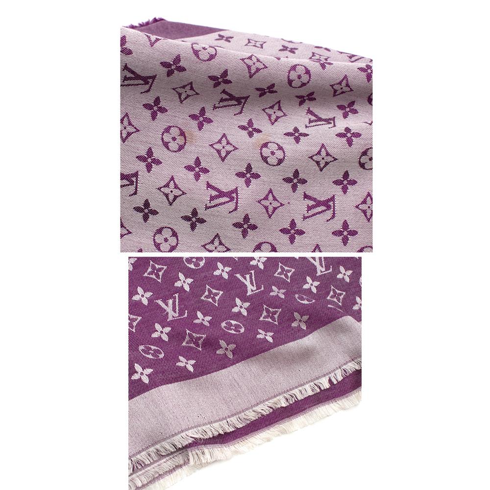 Louis Vuitton Silk & Wool Monogram Lavender Shine Shawl 2