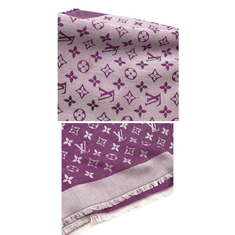 Louis Vuitton Beyond Monogram Shawl Scarf Purple Cassis Wool Silk ○  Labellov ○ Buy and Sell Authentic Luxury