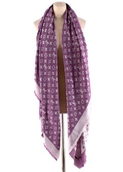 Louis Vuitton Silk & Wool Monogram Lavender Shine Shawl