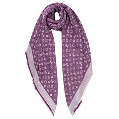 Louis Vuitton Seide & Wolle Monogramm Lavendel Glanz Schal