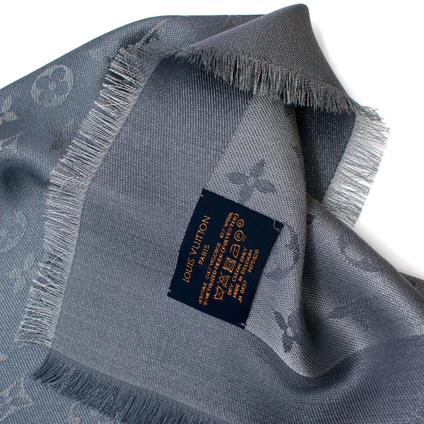 Gray Louis Vuitton Silk & Wool Monogram Shine Shawl 