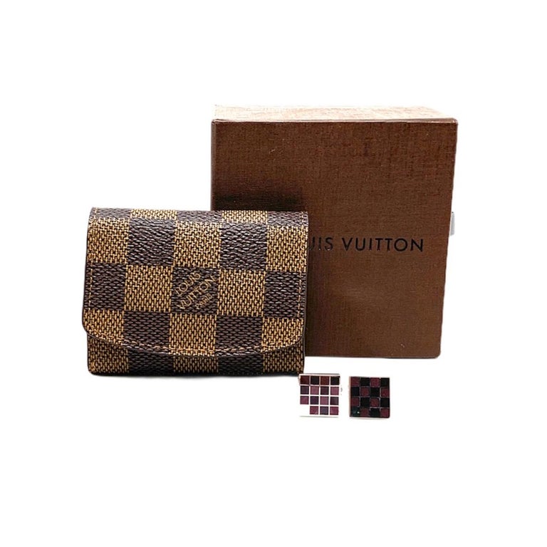 LOUIS VUITTON: silver and Purple Grid Cufflinks at 1stDibs