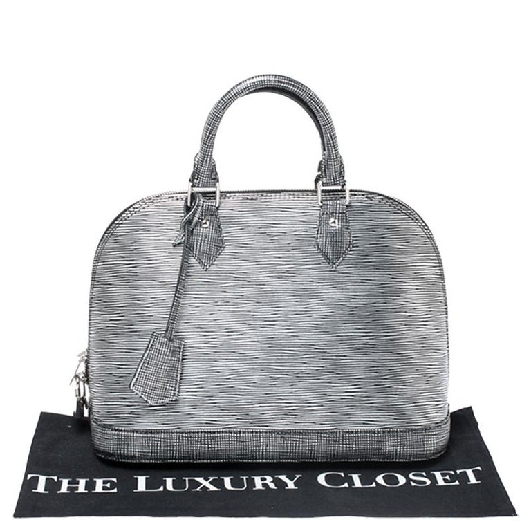 Louis Vuitton Silver/Black Epi Leather Alma PM Bag For Sale at 1stdibs