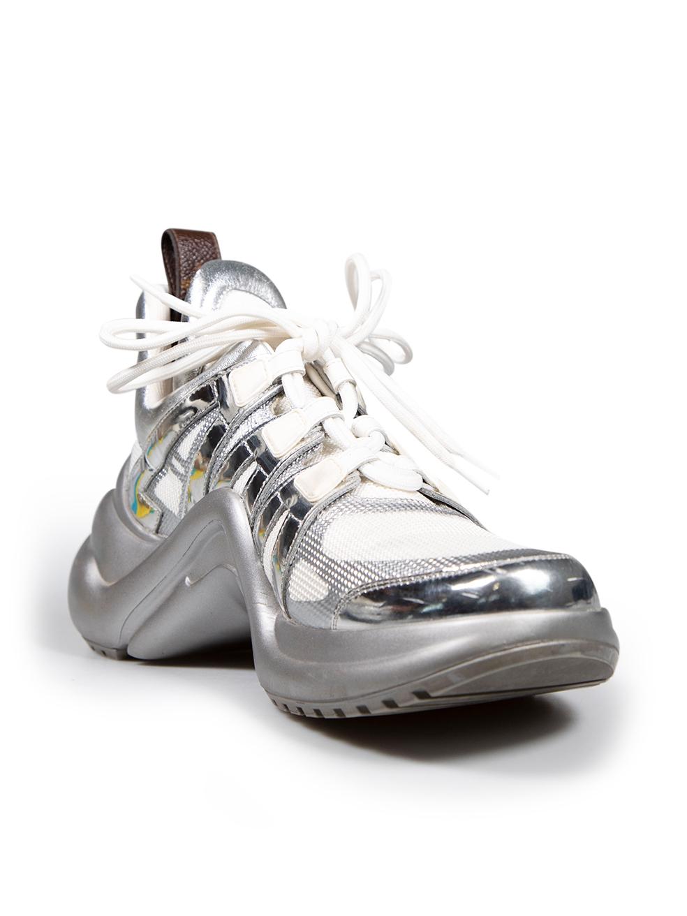 CONDITION is Very good. Minimal wear to the shoes is evident. Minimal wear to the front, back, sides on the platform and the eyelet detailings are seen with discolouration and abrasion marks with general creasing to the front and back on this used