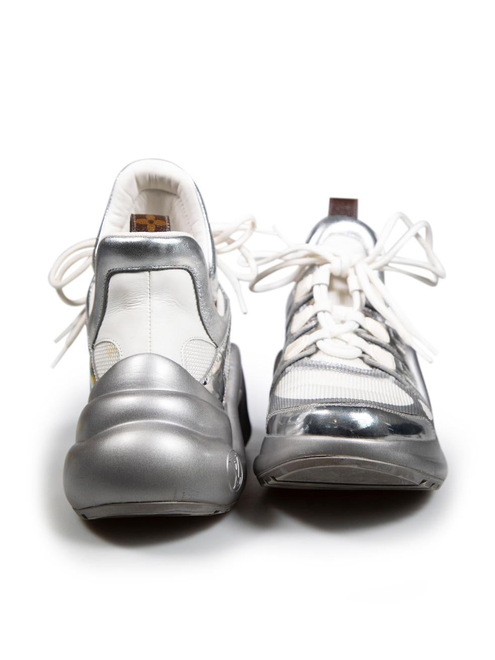 Louis Vuitton Silver Chunky Archlight Trainers Size IT 38.5 In Excellent Condition In London, GB