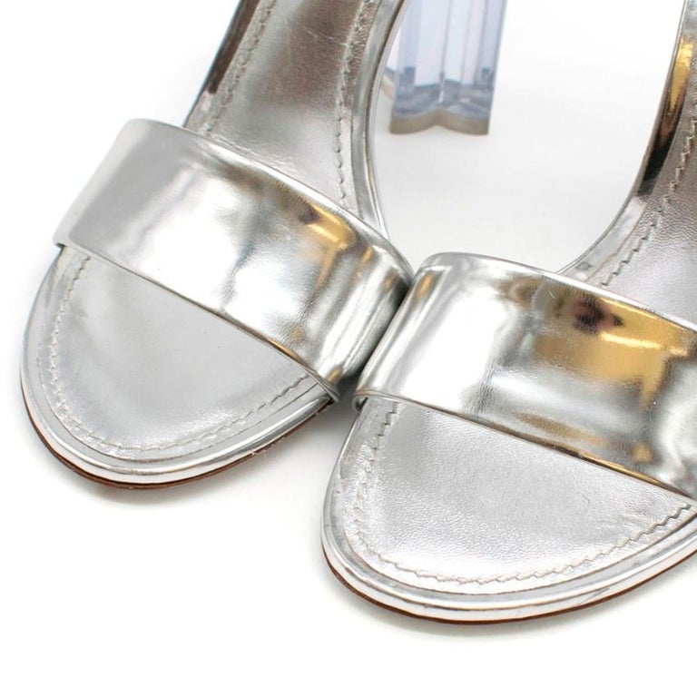 Louis Vuitton Silver Crystal Flower Sandals 36.5 at 1stDibs