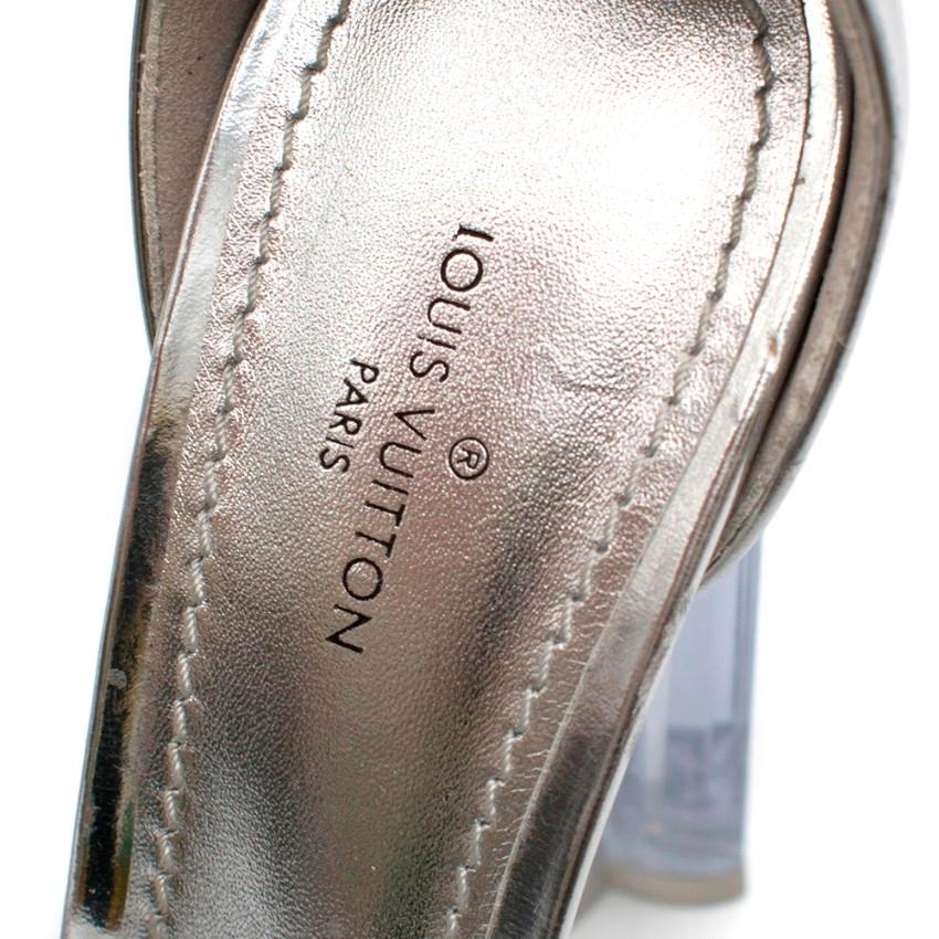 Women's Louis Vuitton Silver Crystal Flower Sandals 36.5