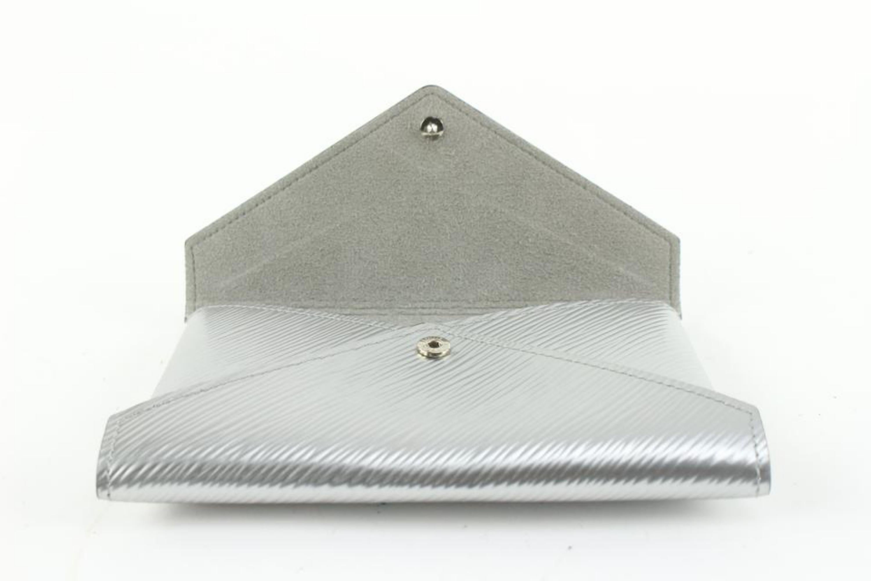 Louis Vuitton Silver Epi Leather Pochette Kirigami MM Clutch Envelope Pouch  5